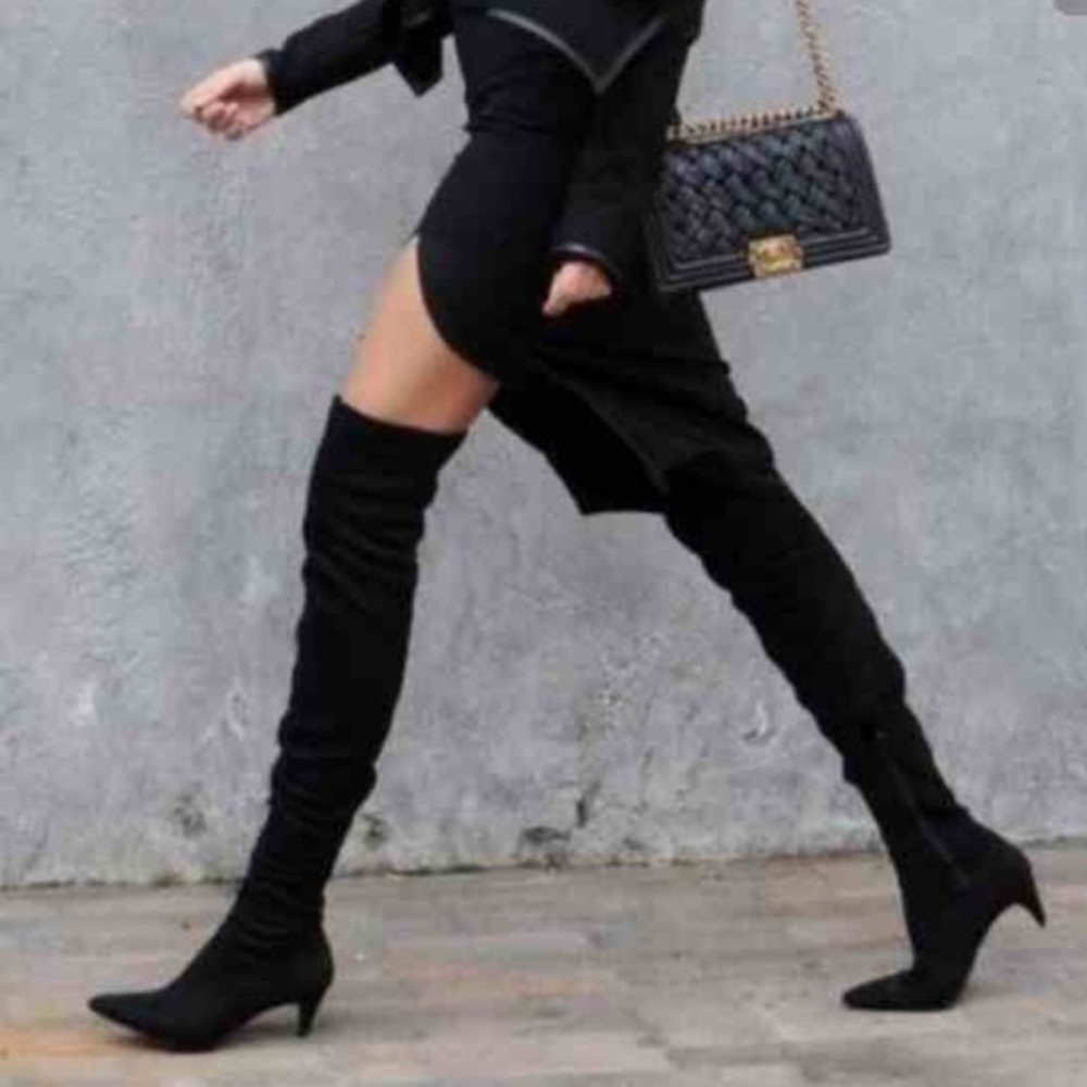 Zara kitten heel over the knee boots